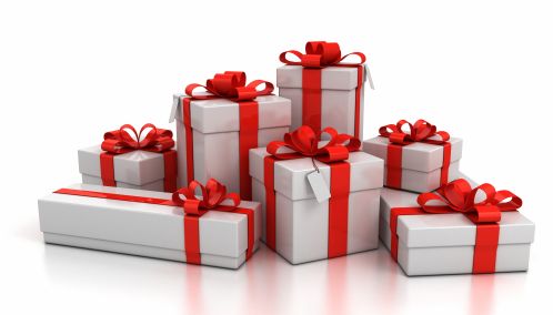 gift boxes over white background 3d illustration